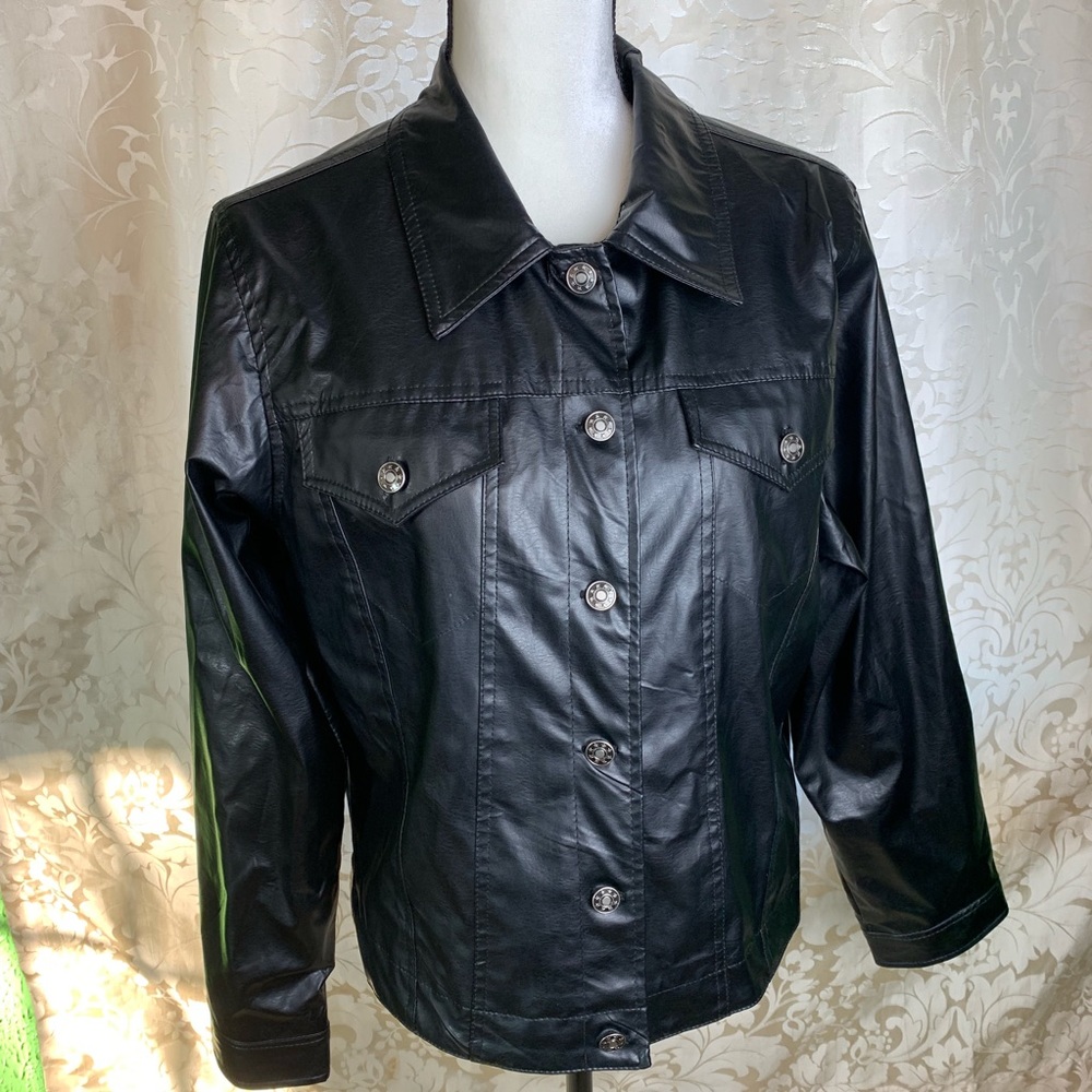 FASHION BUG black faux leather  jacket size L